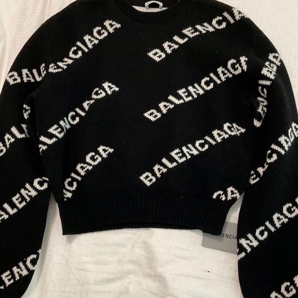 Balenciaga Black and White Logo Sweater